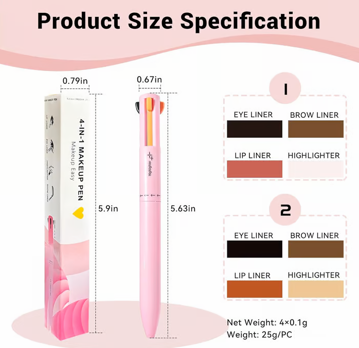 Ligtweight 4 in 1 Eyeliner Makeup Pen